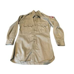 Army Engineer School Military Long Sleeve Shirt with Patch 14.5 X 32 Heavy READ